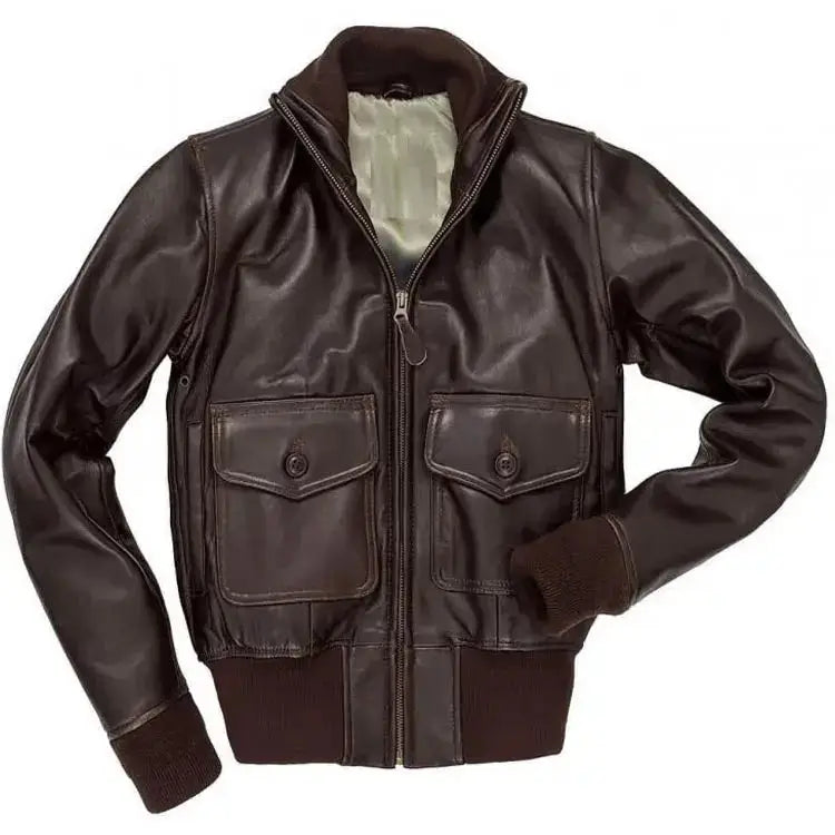 Women’s Vintage Brown Leather Bomber Jacket-0