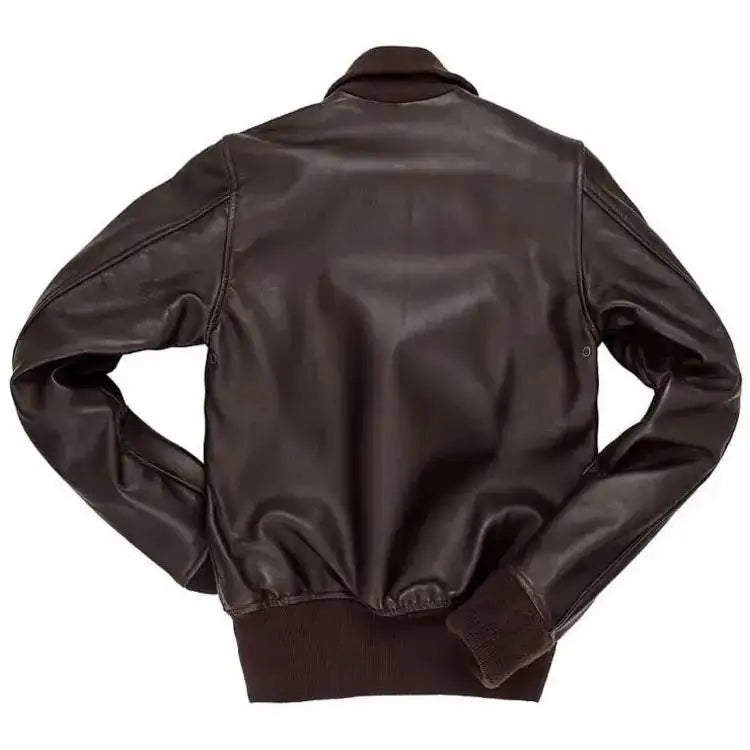 Women’s Vintage Brown Leather Bomber Jacket-1