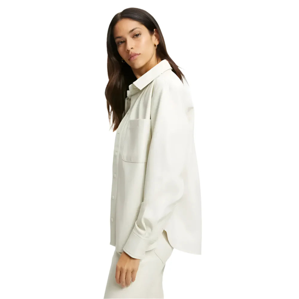 Women’s White Full Sleeve Leather Shirt-2
