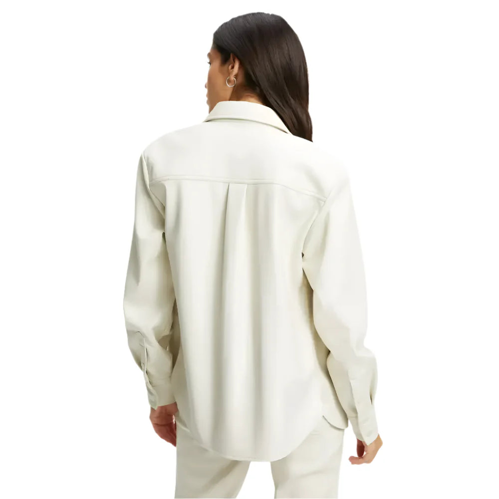 Women’s White Full Sleeve Leather Shirt-1