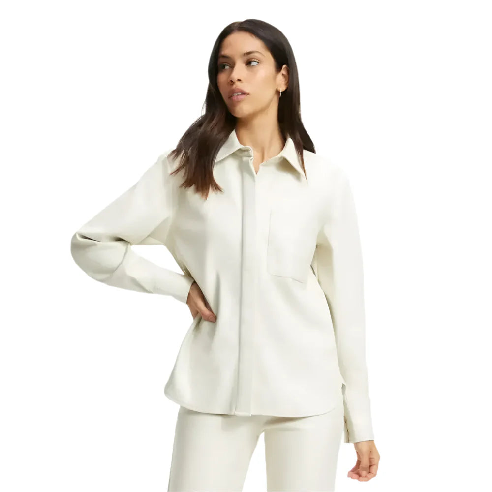 Women’s White Full Sleeve Leather Shirt-0